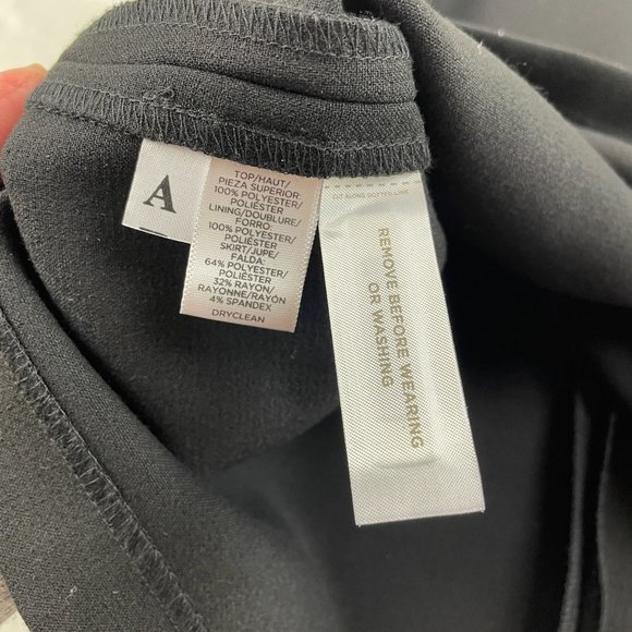 Loft Black White Sheath Dress Knit Bottom Back Zip Sz 12P NWT - Picture 6 of 8